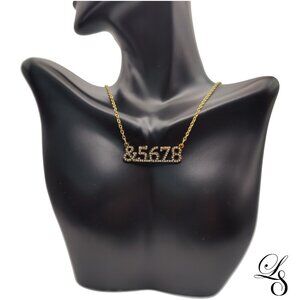 Gold Rhinestone “&5678” Dance Necklace
